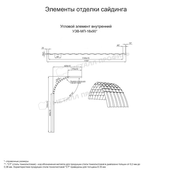 Угловой элемент внутренний УЭВ-МП-18х90° (PURMAN-20-8017-0.5) по стоимости 3870 ₽, продажа в Ханты-Мансийске.